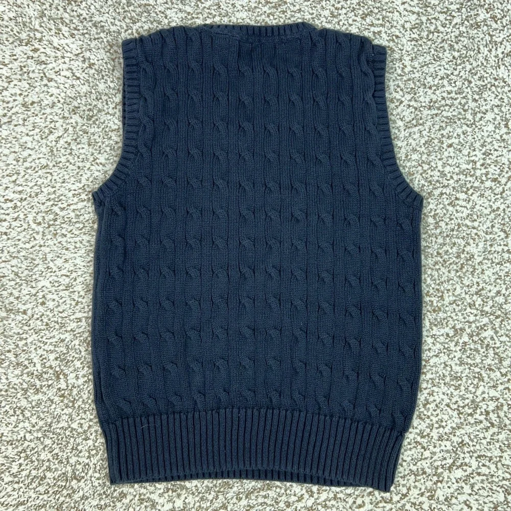 Polo Ralph Lauren Boys Sweater Vest Medium‎ Blue Cotton Cable Knit Pony Preppy